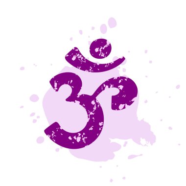 Om Aum, Hinduizm 'in sembolü. Kaligrafi, basit ikon, kutsal ses logosu, ilkel güç kelimesi, resim. Calligram. Yoganın elle çizilmiş işareti, meditasyon maneviyatı.