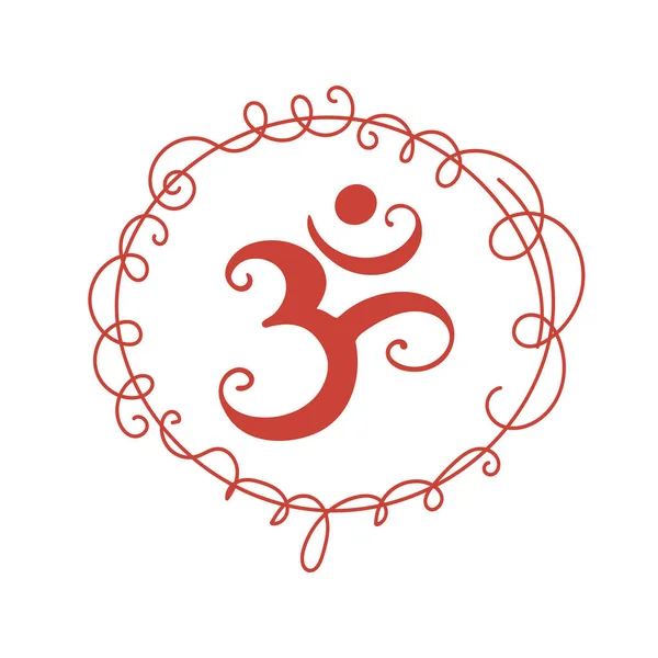 印度教的象征 简单的图标 神圣声音的标识 原始的权力的咒语 象形文字 手绘瑜伽的符号 神圣的灵修 — 图库矢量图片