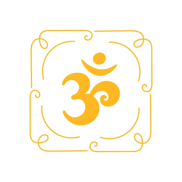 Aum 힌두교의 Calligraphy 아이콘 소리의 권력의 만트라 Pictogram Calligraphy 손으로 — 스톡 벡터