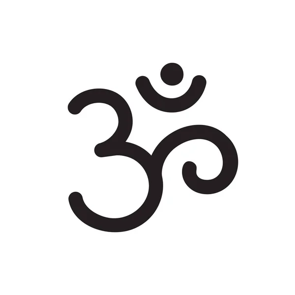 印度教的象征 简单的图标 神圣声音的标识 原始的权力的咒语 象形文字 手绘瑜伽的符号 神圣的灵修 — 图库矢量图片