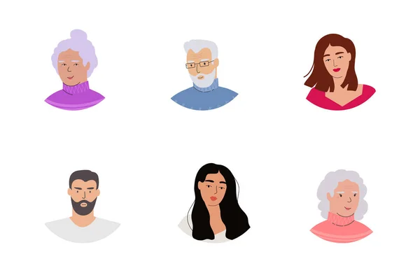 Avatares Listos Iconos Hombres Mujeres Para Redes Sociales Diferentes Diversificado — Vector de stock