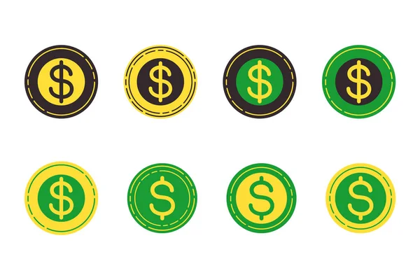 Ikony Mincí Nastaveny Finanční Znamení Finance Měna Jednoduchý Minimalistický Design — Stockový vektor