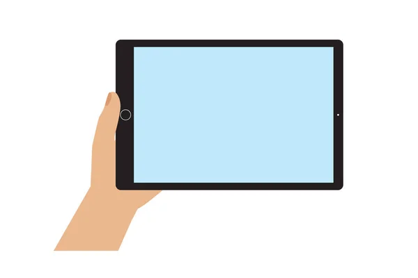 Mão Segurando Tablet Template Mock Tela Toque Vazio Espaço Para — Vetor de Stock
