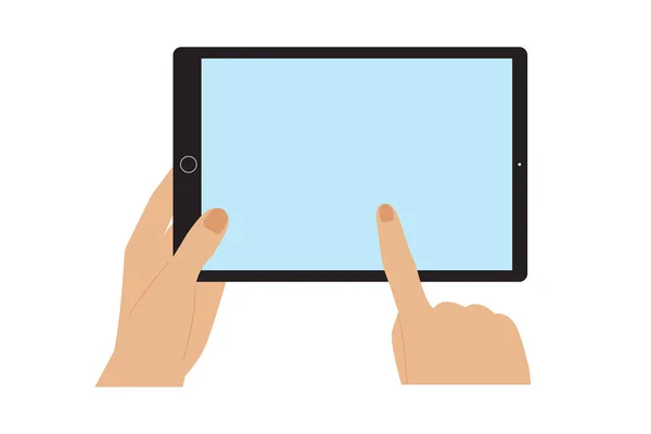 Χέρια Κρατώντας Tablet Template Mock Της Κενής Οθόνης Αφής Χώρος — Διανυσματικό Αρχείο