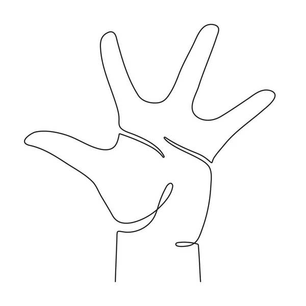 Χέρι Δάχτυλα Λάθος Παλάμη Μία Γραμμή Τέχνης Συνεχές Περίγραμμα Επεξεργάσιμη — Διανυσματικό Αρχείο