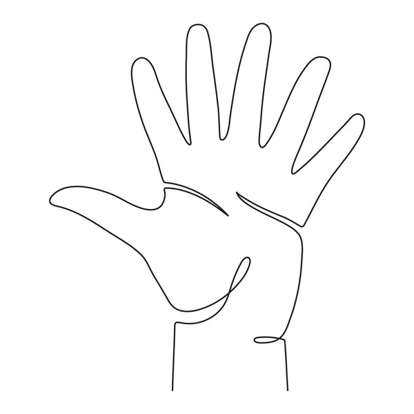 手6本の指 間違った手のひら 1本の線画 連続輪郭で 編集可能なストローク 隔離されてる ベクターイラスト — ストックベクタ