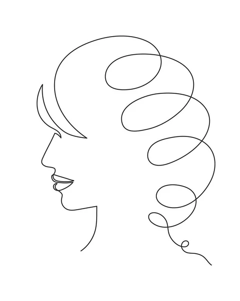 Retrato Mulher Uma Linha Arte Contorno Contínuo Design Minimalista Menina — Vetor de Stock