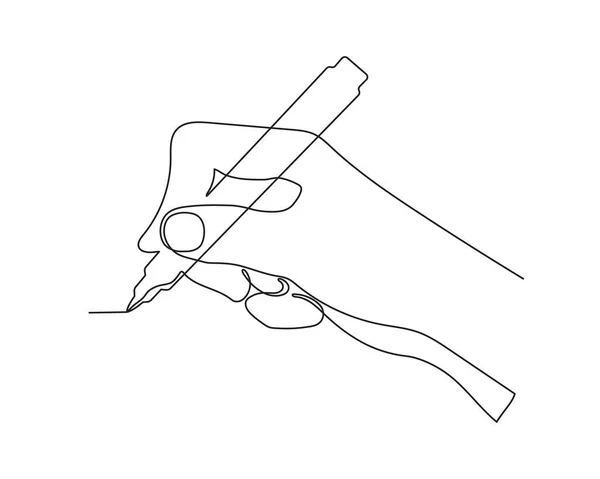 Schrijvende Hand Een Lijn Kunst Met Hand Getekend Continue Contour — Stockvector