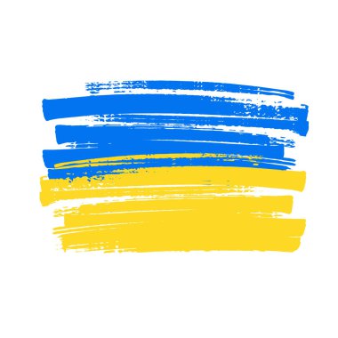 Ukrayna bayrağı geçmişi, barış ve özgürlüğün sembolü. Ulusal mavi-sarı bağımsızlık işareti, arka plan, ikon. Fırça boyalı grunge duvar kağıdı.