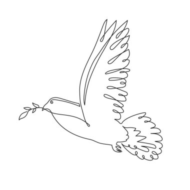 El yapımı zeytin dalı uzatılmış barış güvercini, tek çizgi halinde sanat eseri. Ukrayna bayrak renkleriyle karalama. Bağımsızlık işareti, düzenlenebilir felç..