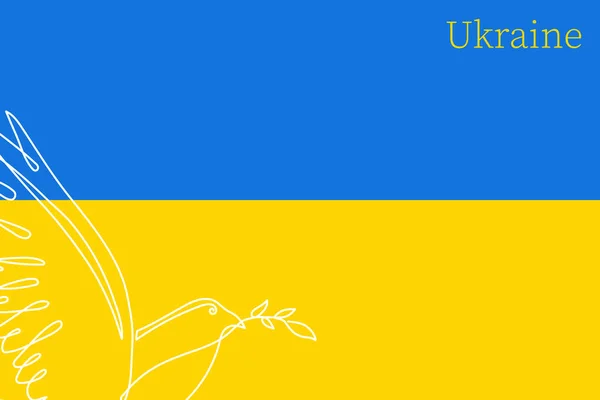 Ukraine Flag Background Dove Olive Branch Symbol Peace Freedom National — Stock Vector