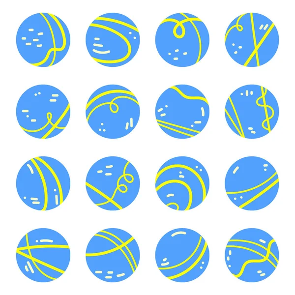 Blue Yellow Highlights Social Media Trendy Minimalistic Icons Abstract Lines — Image vectorielle