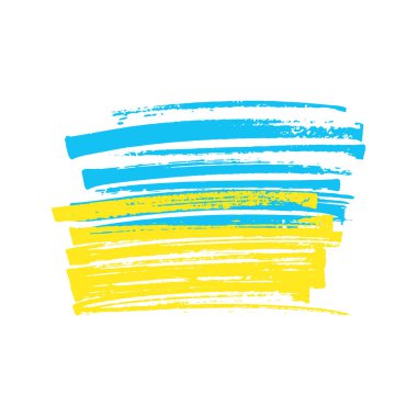 Ukrayna bayrağı geçmişi, barış ve özgürlüğün sembolü. Ulusal mavi-sarı bağımsızlık işareti, arka plan, ikon. Fırça boyalı grunge duvar kağıdı.