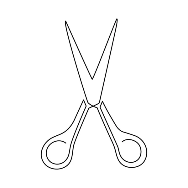 Scissors One Line Art Hand Drawn Continuous Contour Shears Drawing — Stock Vector