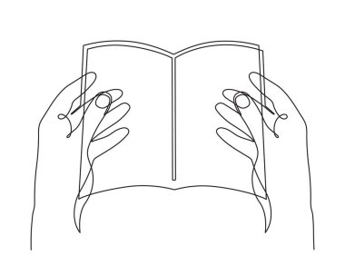 El ele kitap tutuş, tek satır, el çizimi sürekli çizgi. Edebiyat okumak, eğitim almak. Basit çizim tarzı, minimalist tasarım. Düzenlenebilir vuruş, minimalist tasarım..