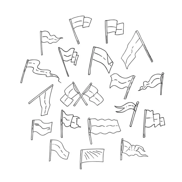 Ручной Рисунок Флаги Каракули Стиль Национальный Патриотический Sign Minimalistic Простой — стоковый вектор