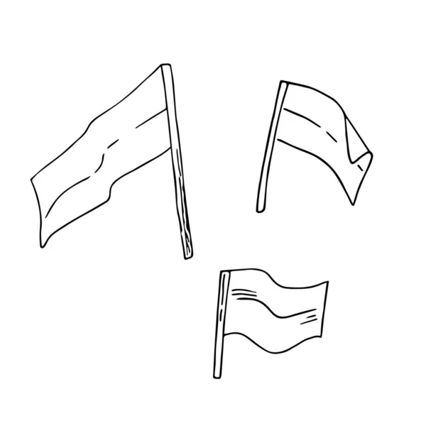 Drapeaux Dessinés Main Style Doodle Signe Patriotique National Dessin Simple — Image vectorielle