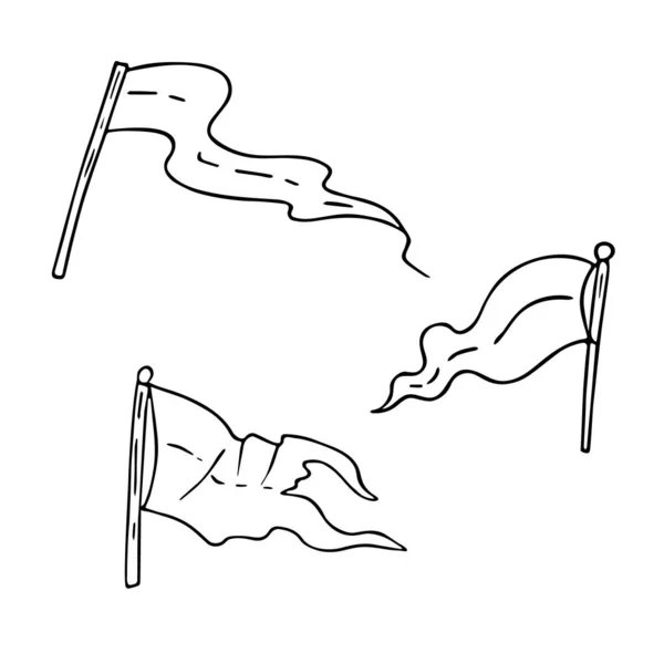 Рука Намальована Прапорами Каракулі Національний Патріотичний Знак Мінімалістичний Простий Малюнок — стоковий вектор