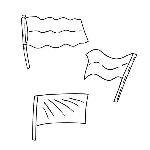 Drapeaux Dessinés Main Style Doodle Signe Patriotique National Dessin Simple — Image vectorielle