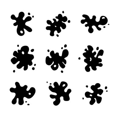 Grunge mürekkep lekeleri çizgiler, sıçramalar, noktalar, çizgiler. Soyut noktalar seti. Posta kartı, afiş, afiş tasarımı için kullan.