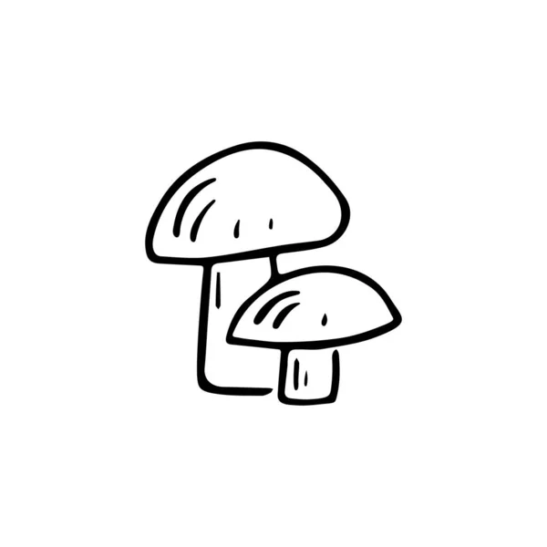 Doodle Edible Mushroom Hand Drawn Forest Plant Sketch Freehand Minimalistic — ストックベクタ