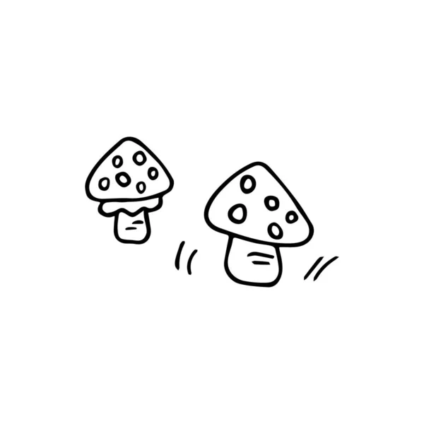 Doodle Poisonous Mushroom Hand Drawn Forest Plant Sketch Freehand Minimalistic — ストックベクタ