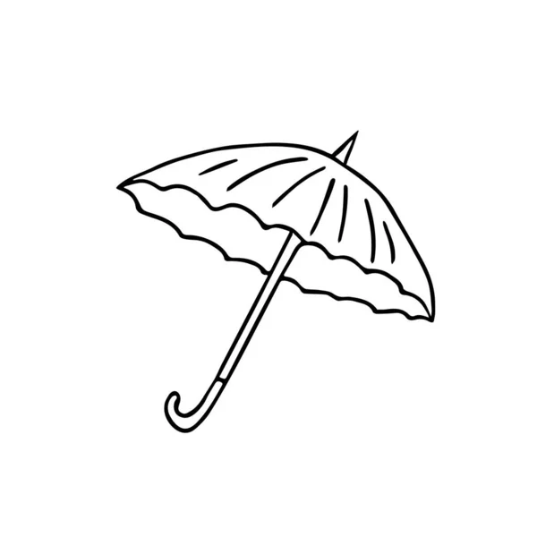 Doodle Umbrella Hand Drawn Parasol Rain Sun Protection Accessory Sketch — Stock Vector