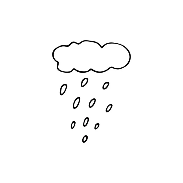 Doodle Rainy Cloud Hand Drawn Bad Weather Precipitation Falls Quickly — Stock Vector