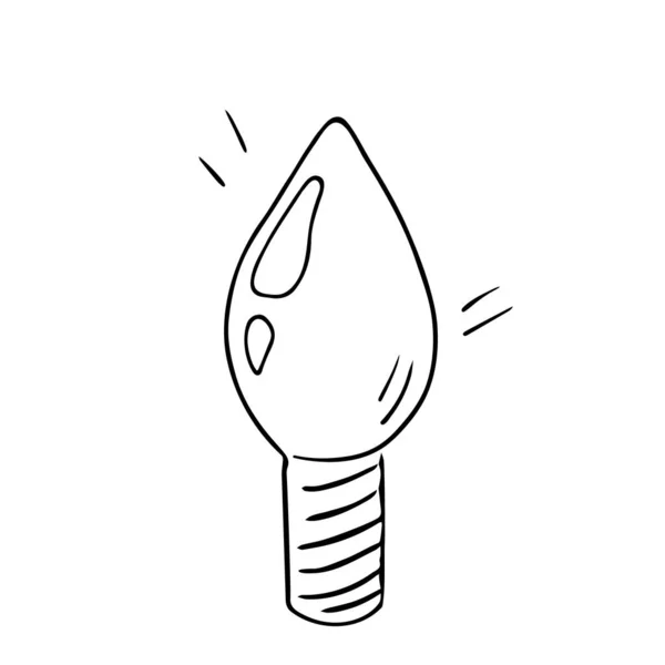 Doodle Lightbulb Hand Drawn Electric Device Idea Concept Sign Scientific — Stock vektor