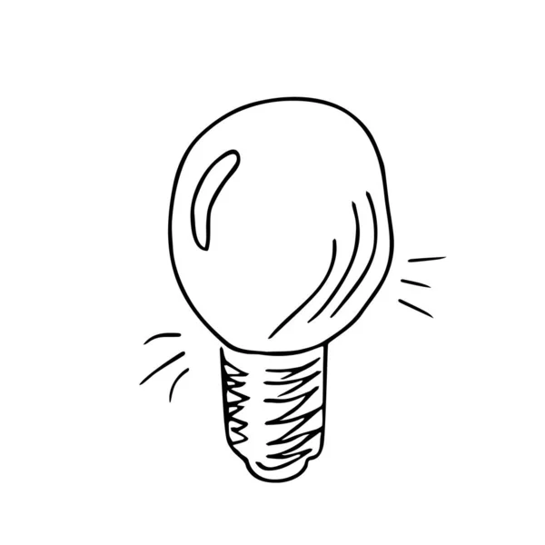 Žárovka Ručně Kreslené Elektrické Zařízení Koncepce Nápadu Znamení Vědeckého Objevu — Stockový vektor
