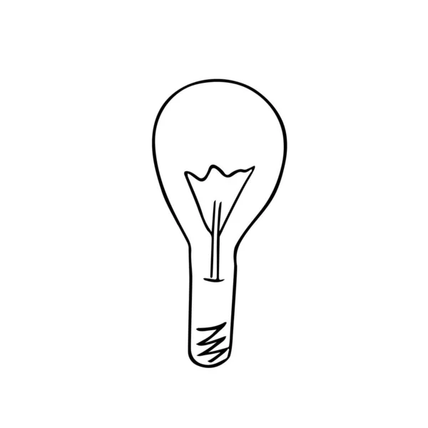 手描き電球 ドア電気デバイス ソリューションコンセプト天才的なアイデアのサイン 科学的発見 洞察力 スケッチ 自由手最小限のデザイン ポスターのための装飾 — ストックベクタ