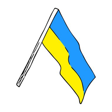 El yapımı karalama tarzı, Ukrayna ulusal vatanseverlik işareti. Basit bir çizim, hızlı boyanmış. Bağımsızlık Günü için mavi-sarı pankart çiz. İzole edildi. Vektör