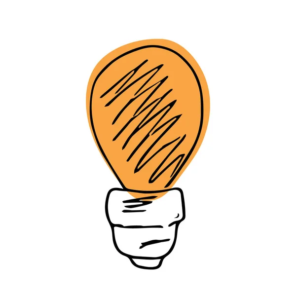 Ručně Kreslená Žárovka Čmáranicové Elektrické Zařízení Koncepce Řešení Znamení Geniálního — Stockový vektor