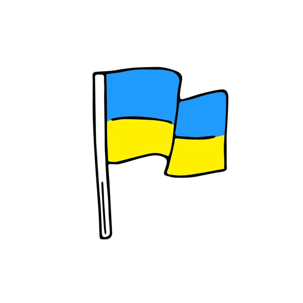 Hand Drawn Flag Doodle Style Ukraine National Patriotic Sign Minimalistic — Wektor stockowy
