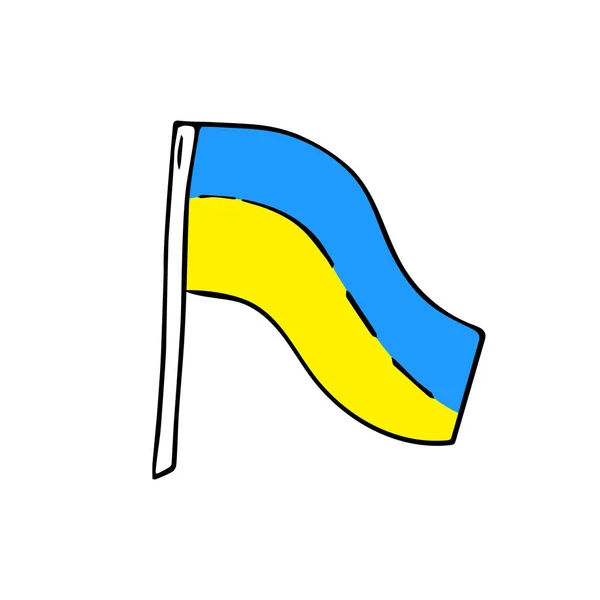 Hand Drawn Flag Doodle Style Ukraine National Patriotic Sign Minimalistic — Wektor stockowy