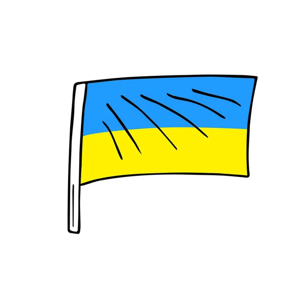 Handgezeichneter Flaggenkritzelstil Nationales Patriotisches Zeichen Der Ukraine Minimalistische Einfache Zeichnung — Stockvektor