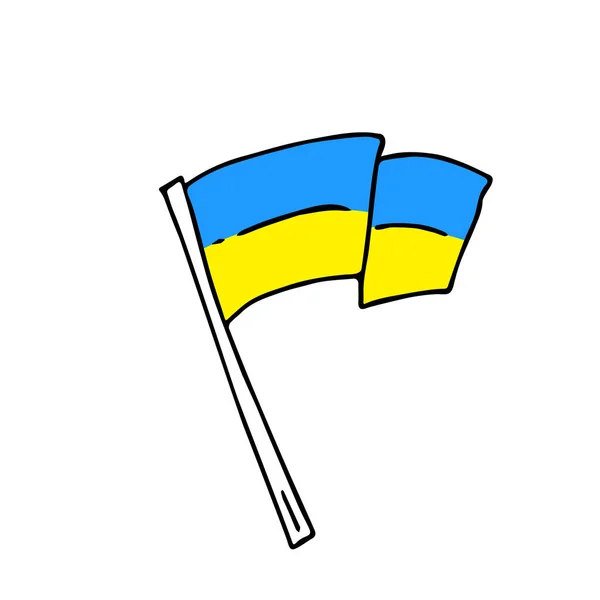 Hand Drawn Flag Doodle Style Ukraine National Patriotic Sign Minimalistic — Stock Vector