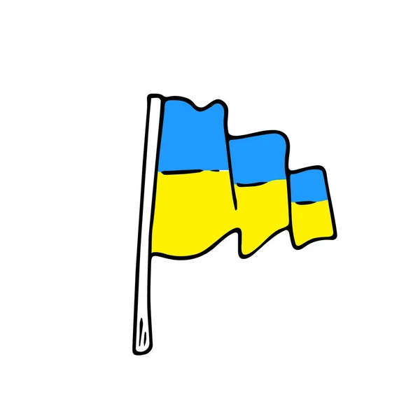 Hand Drawn Flag Doodle Style Ukraine National Patriotic Sign Minimalistic — Wektor stockowy