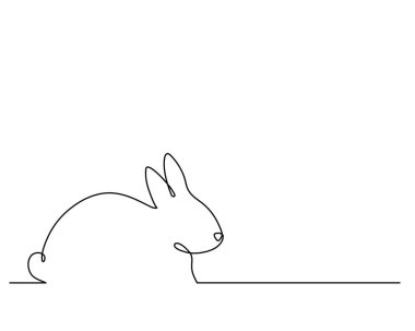 Tavşan bir çizgi sanat, el çizimi tavşanlı sürekli çizgi. Hayvan Tavşanı, 2023 Çin burcunun sembolü. Basit minimalist tasarım. Düzenlenebilir felç. İzole edilmiş.