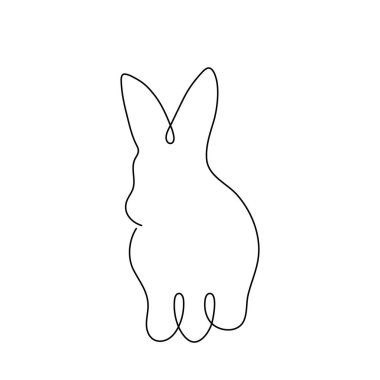 Tavşan bir çizgi sanat, el çizimi tavşanlı sürekli çizgi. Hayvan Tavşanı, 2023 Çin burcunun sembolü. Basit minimalist tasarım. Düzenlenebilir felç. İzole edilmiş.