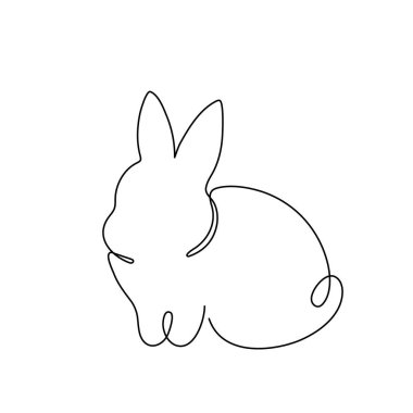 Tavşan bir çizgi sanat, el çizimi tavşanlı sürekli çizgi. Hayvan Tavşanı, 2023 Çin burcunun sembolü. Basit minimalist tasarım. Düzenlenebilir felç. İzole edilmiş.