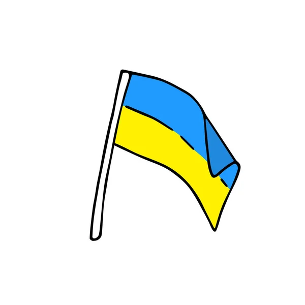 Hand Drawn Flag Doodle Style Ukraine National Patriotic Sign Minimalistic — Vector de stock