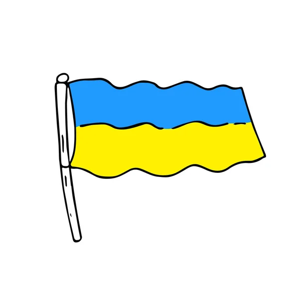 Ручной Рисунок Флага Каракули Стиль Украинский Национальный Патриотический Знак Минималистичный — стоковый вектор