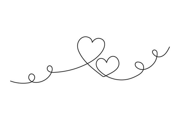 Heart One Line Art Hand Drawn Continuous Contour Romantic Symbol — 스톡 벡터