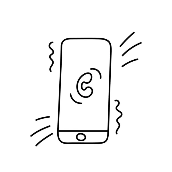 Smartphone Doodle Icon Hand Drawn Sketch Electronic Gadget Touchscreen Calls — Image vectorielle