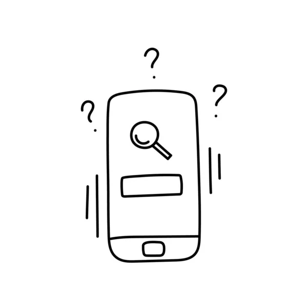 Smartphone Doodle Icon Hand Drawn Sketch Electronic Gadget Touchscreen Calls — Image vectorielle