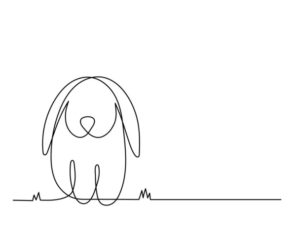 Rabbit One Line Art Hand Drawn Bunny Continuous Contour Animal — Vetor de Stock