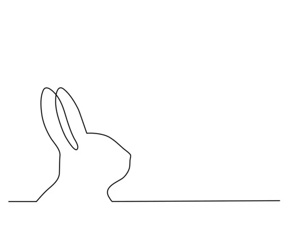 Rabbit One Line Art Hand Drawn Bunny Continuous Contour Animal — Wektor stockowy