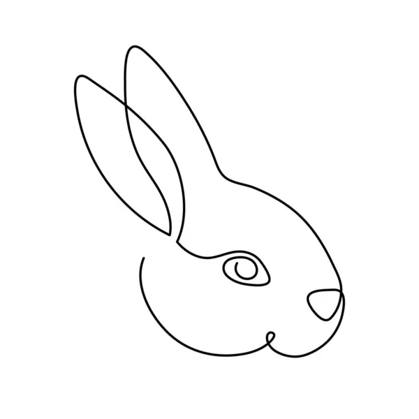 Rabbit One Line Art Hand Drawn Bunny Continuous Contour Animal — Vetor de Stock