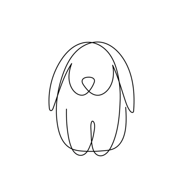 Rabbit One Line Art Hand Drawn Bunny Continuous Contour Animal — Vetor de Stock